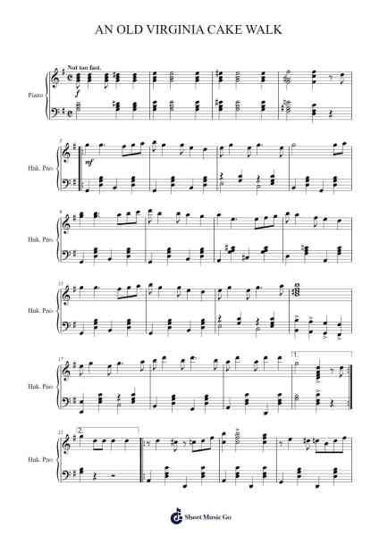 AN OLD VIRGINIA CAKE WALK Sheet Music by Louise V. Gustin-Arr.Aumeo Glennrine