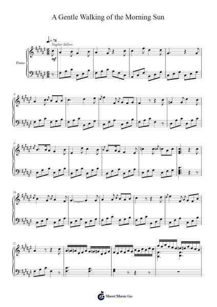 A Gentle Walking of the Morning Sun Sheet Music by Toursbur-Arr.Evertrine Curcent