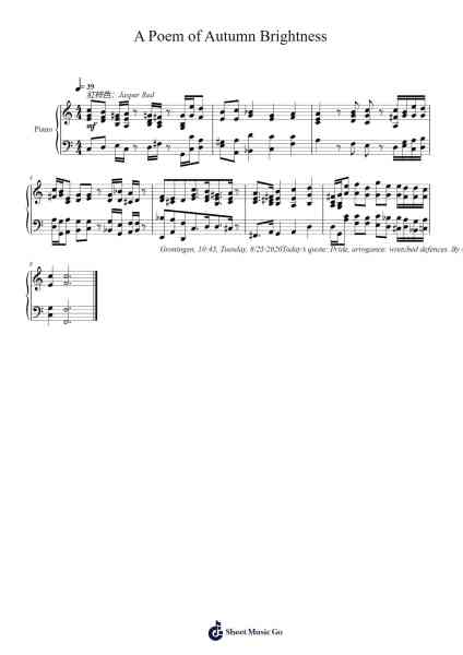 A Poem of Autumn Brightness Sheet Music by Toursbur-Arr.Clarjudd