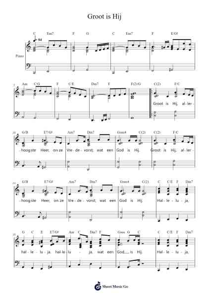 Groot is Hij Sheet Music by -Arr.Zimwis