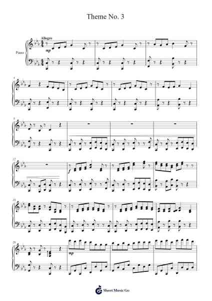 Theme No. 3 Sheet Music by Greenglan Ivespont-Arr.Lawwald