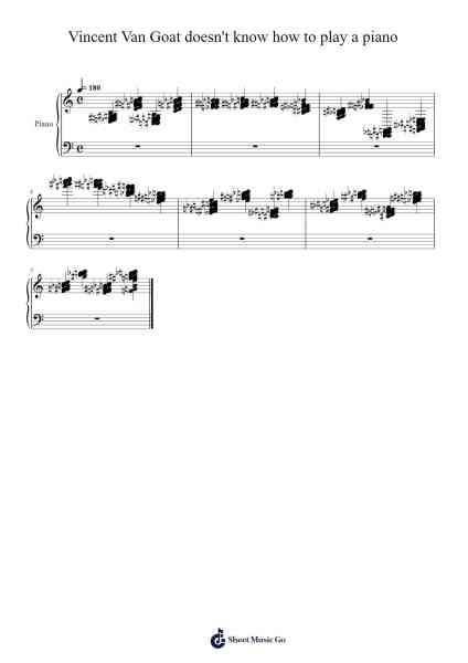 Vincent Van Goat doesn't know how to play a piano Sheet Music by Hutttor-Arr.Prupert Cookegram