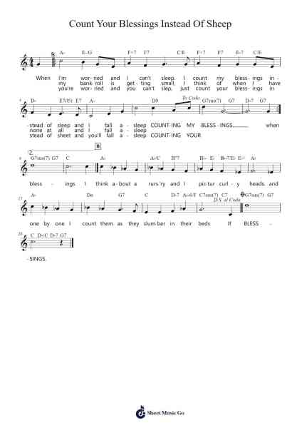 Count Your Blessings Instead of Sheep Sheet Music by Irving Berlin-Arr.Vicvey Cotge
