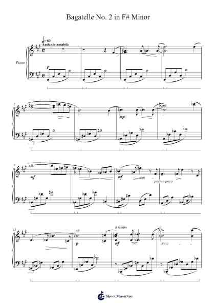 Bagatelle No. 2 in F# Minor Sheet Music by Howard Ferguson-Arr.Jonqy Keyreed