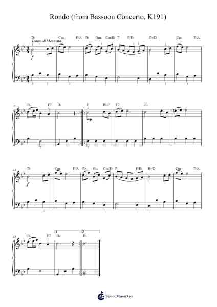 Bassoon Concerto in B-Flat Major, K. 191: III. Rondo Sheet Music by Wolfgang Amadeus Mozart-Arr.Xefunk Huttrick