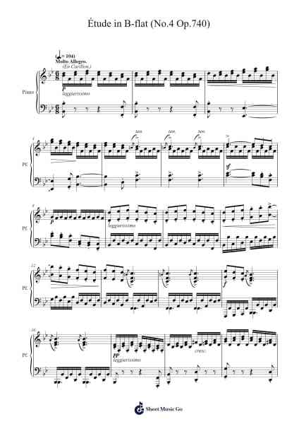 Étude No. 4 in B-flat Major, Op. 740 Sheet Music by Carl Czerny-Arr.Leomos