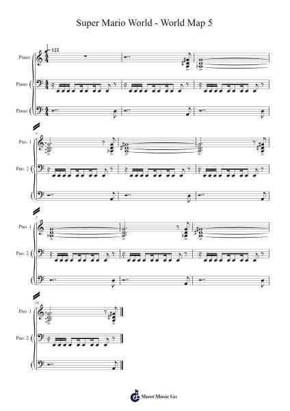 Super Mario World - World Map 5 Sheet Music by Koji Kondo-Arr.Cliffcam Whbill
