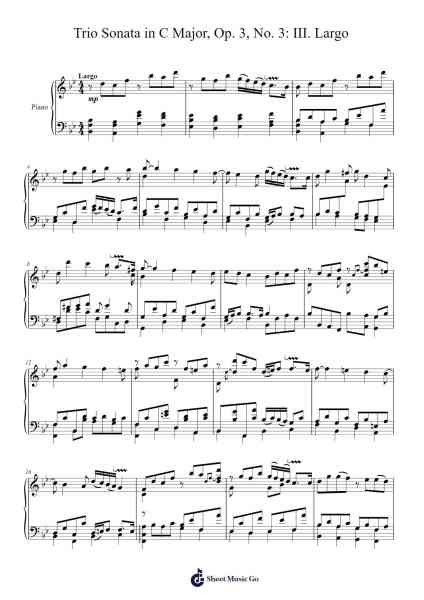 Trio Sonata in C Major, Op. 3, No. 3: III. Largo Sheet Music by Arcangelo Corelli-Arr.Canliet Joelck