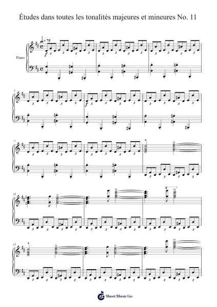 Études dans toutes les tonalités majeures et mineures No. 11 Sheet Music by Loudan Stephen Alexenov Stradinoff-Welkinstein-Arr.Wershop Keyburns