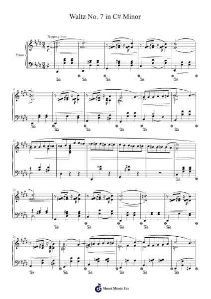 Waltz No. 7 in C-sharp Minor, Op. 64, No. 2 Sheet Music by Frédéric Chopin-Arr.Websjean Hodgdre