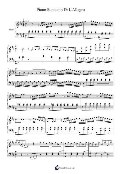 Piano Sonata in D: I, Allegro Sheet Music by andrewtr135-Arr.Conboyle