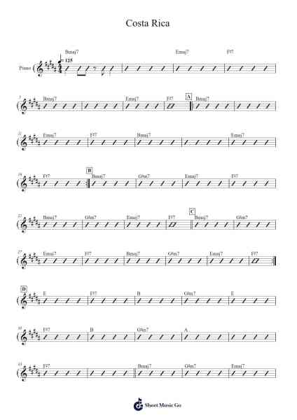 Costa Rica Sheet Music by Daniela Spalla-Arr.Chrisboyd Crosean