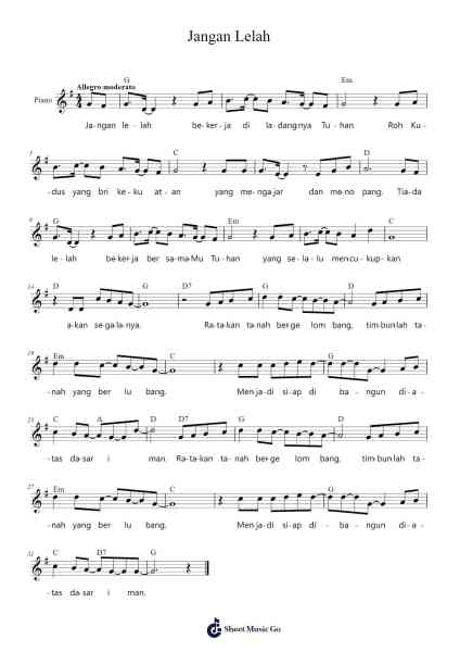 Jangan Lelah Sheet Music by Franky Sihombing-Arr.Saske