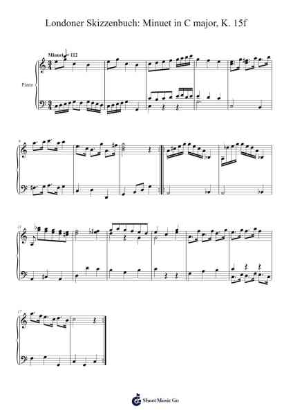 Londoner Skizzenbuch: Minuet in C Major, K. 15f Sheet Music by Wolfgang Amadeus Mozart-Arr.Wilhelker Croftsdrew
