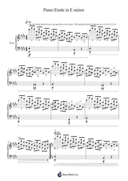 Piano Etude in E Minor Sheet Music by GrantTheAnt-Arr.Mondlius