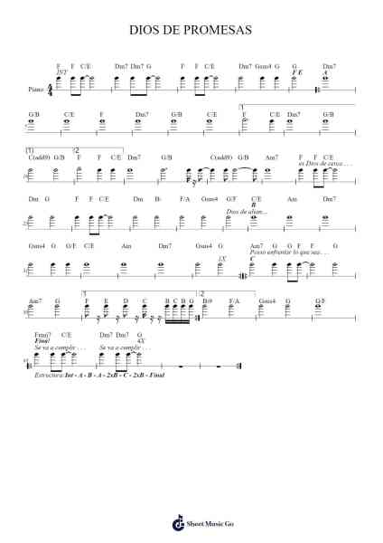 DIOS DE PROMESAS Sheet Music by Davi Sacer-Arr.Churwalsh