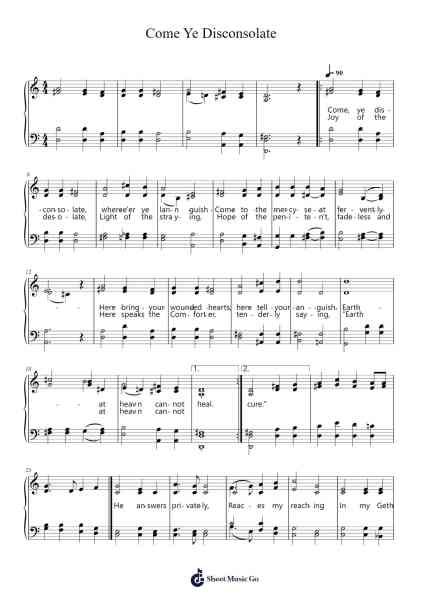 Come Ye Disconsolate Sheet Music by Unknown author-Arr.Hillian