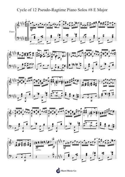 Cycle of 12 Pseudo-Ragtime Piano Solos No. 8 in E Major Sheet Music by Are Jayem-Arr.Mattbart Stephy