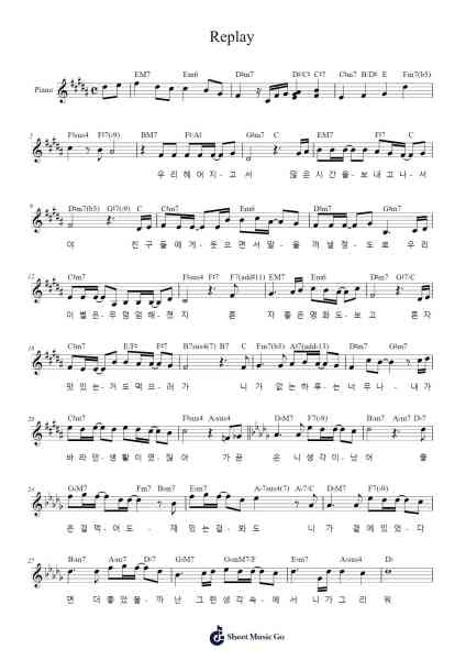 Replay Sheet Music by -Arr.Jillcooke Murday