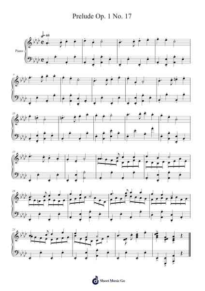 Prelude Op. 1 No. 17 Sheet Music by Josh Makes Music-Arr.Joycelup