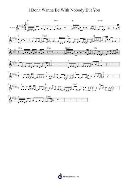 I Don't Wanna Be With Nobody But You Sheet Music by undefined-Arr.Priestsey