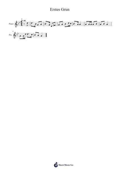Erstes Grun Sheet Music by -Arr.Carldith Saxdunn