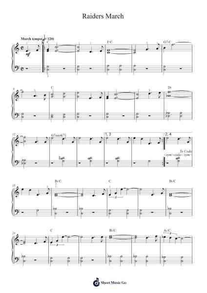Raiders March Sheet Music by John Williams-Arr.Cookegil