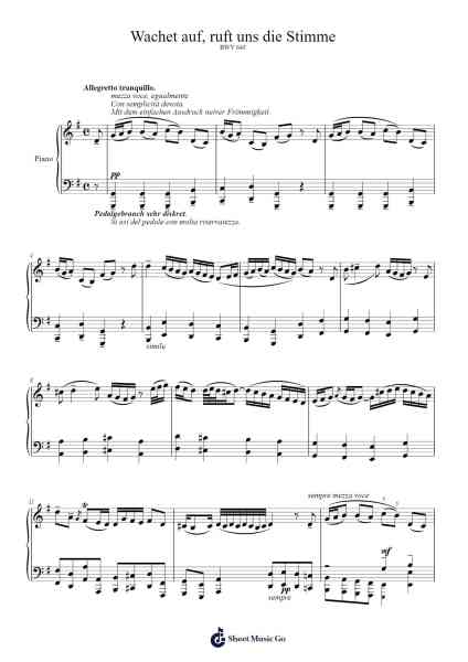 Wachet auf, ruft uns die Stimme Sheet Music by Johann Sebastian Bach-Arr.Uvey