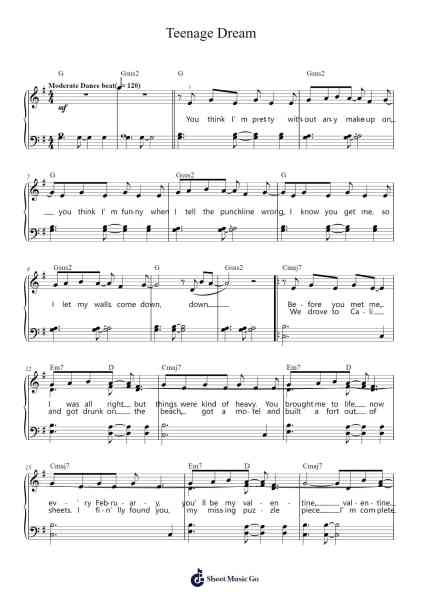Teenage Dream Sheet Music by Glee Cast-Arr.Hobbaird Birdsibyl