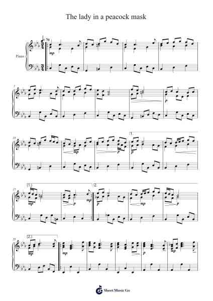 The Lady in a Peacock Mask Sheet Music by Łukasz Matylla-Arr.Hobbaird Birdsibyl