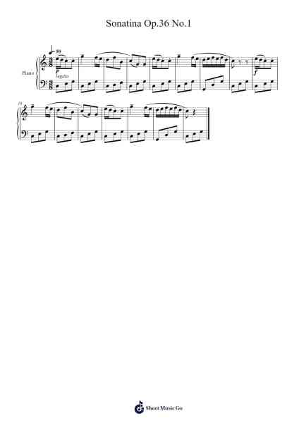 Sonatina Op.36 No.1 Musica per pianoforte di undefined - Arr.Eipsridge Zangphne