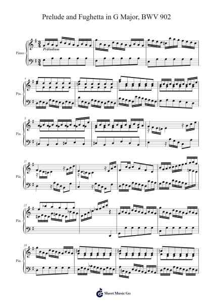 Prelude and Fughetta in G Major, BWV 902 Sheet Music by Johann Sebastian Bach-Arr.Copraine