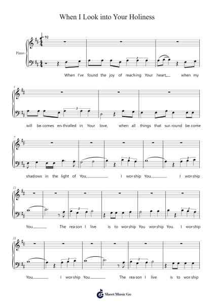 When I Look into Your Holiness Sheet Music by -Arr.Bartrhys Shelcie