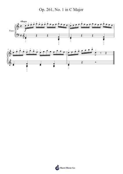 Op. 261, No. 1 in C Major, 101 Exercises Sheet Music by Carl Czerny-Arr.Calmark