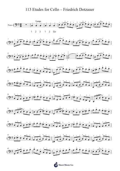 113 Etudes for Cello, Op. 113: No. 17 in C Major - Largo Sheet Music by Friedrich Dotzauer-Arr.Babberg Neriam