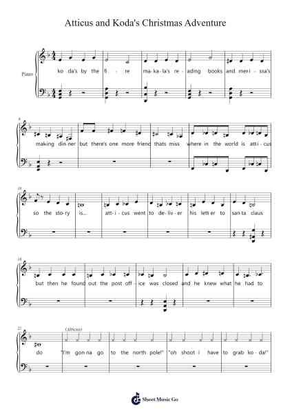 Atticus and Koda's Christmas Adventure Sheet Music by 손경민-Arr.Joycelup
