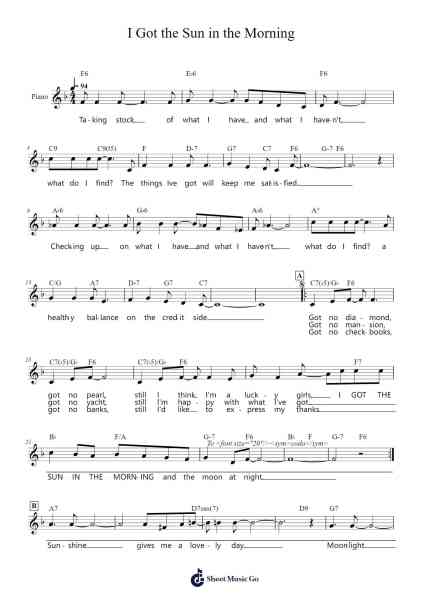 I Got the Sun in the Morning Sheet Music by Irving Berlin-Arr.Guntrine
