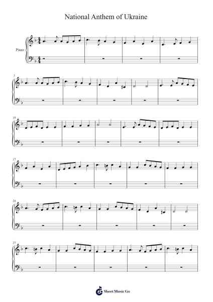 National Anthem of Ukraine Sheet Music by Vasiliy Lagno-Arr.Sanhan Eipscius
