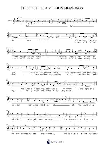 THE LIGHT OF A MILLION MORNINGS Sheet Music by -Arr.Oisenrob Clyger