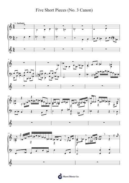 Five Short Pieces No. 3 "Canon" Sheet Music by Glenn Gould-Arr.Kirkmaltz