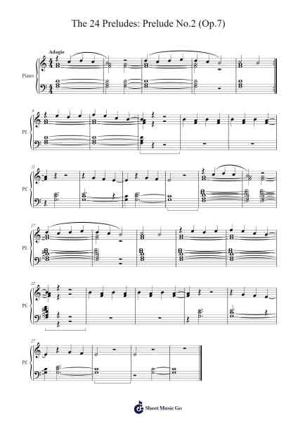 Prelude No. 2, Op. 7 Sheet Music by Movogt Sampwhit-Arr.Panwebb Jamesnan