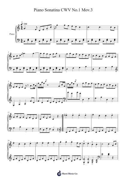 Piano Sonatina CWV No. 1: Mov. 3 Sheet Music by Matias Iru Cho-Arr.Crylip
