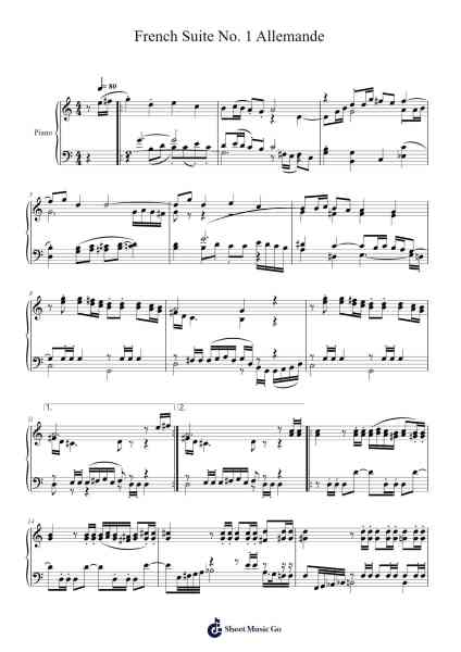 French Suite No. 1 Allemande Sheet Music by Ryan Record-Arr.Ivessid