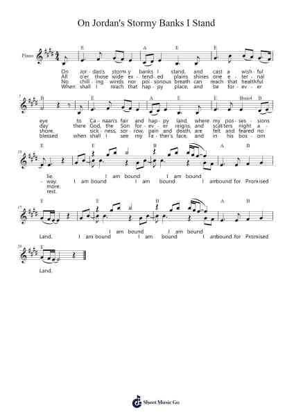 On Jordan's Stormy Banks I Stand Sheet Music by Efkirk-Arr.Viriah