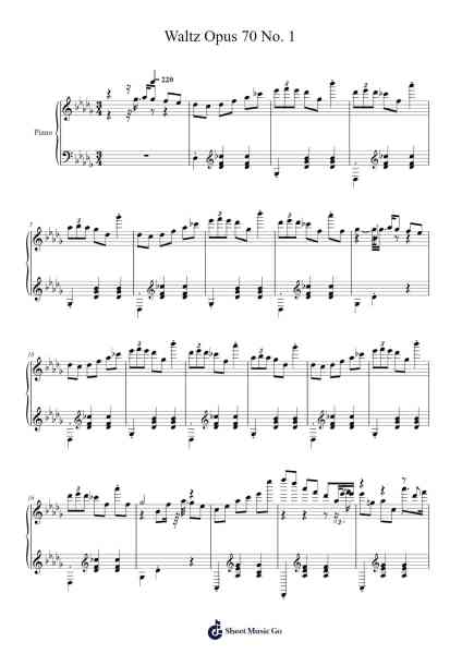 Waltz Opus 70 No. 1 Sheet Music by tungpham1969-Arr.Motbrow