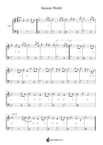 Jurassic World Sheet Music by -Arr.Maltzster Colcott