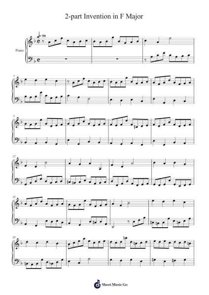 2-part Invention in F Major 樂譜由 Leeby - 編曲 Brument Ocdie