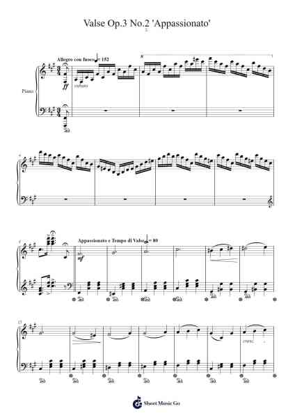 Valse Op. 3 No. 2 "Appassionato" Sheet Music by fjycheung-Arr.Lilrald