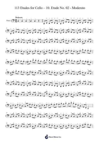 113 Etudes for Cello, Op. 113: No. 2 in A Minor - Moderato Sheet Music by Friedrich Dotzauer-Arr.Sampcon Mevans