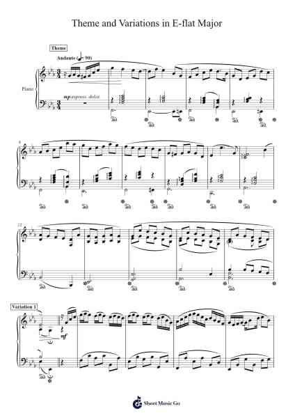 Theme and Variations in E-flat Major Sheet Music by Gordon Tse-Arr.Pearroe